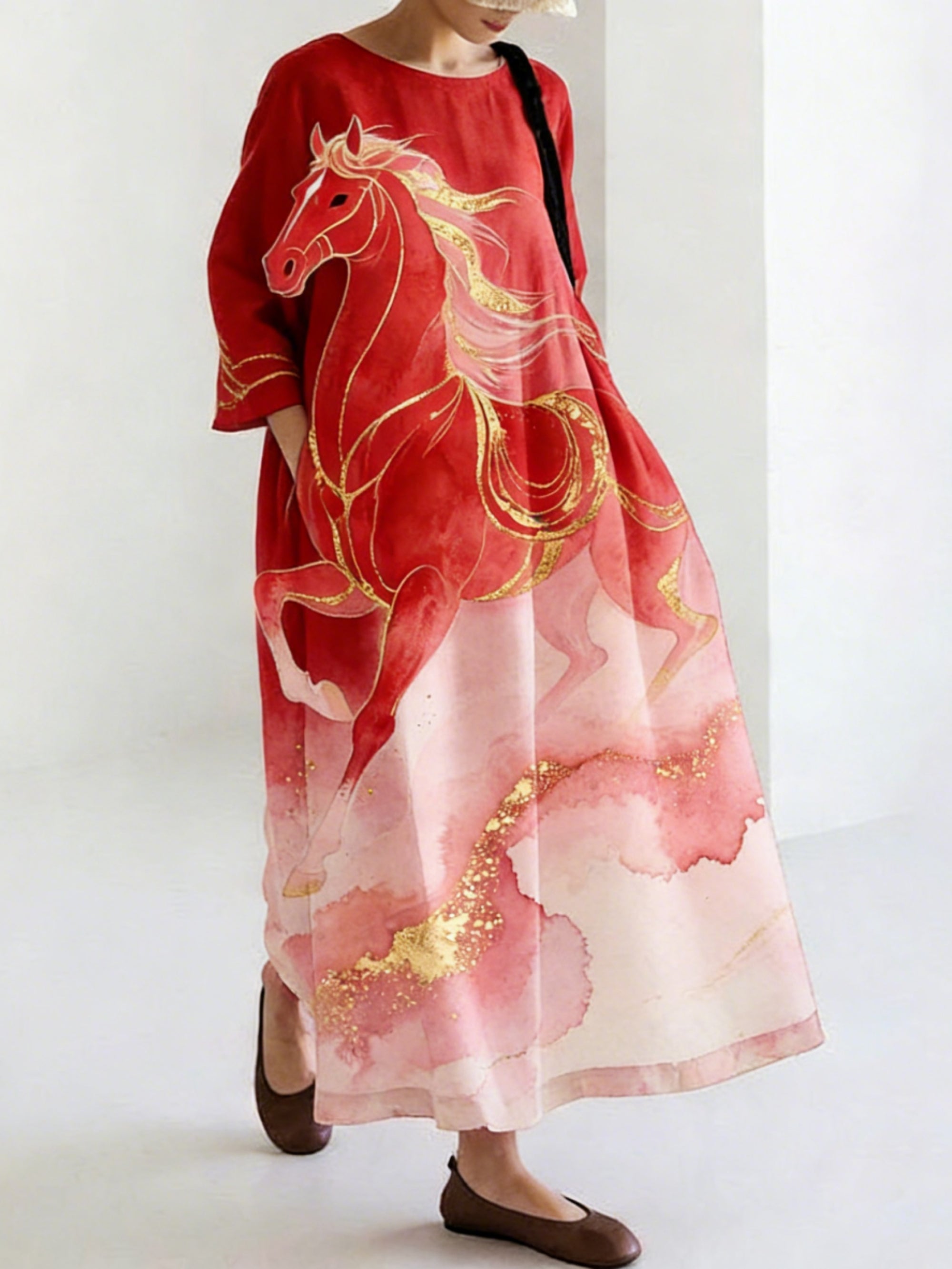 Comstylish Japanese Art Retro Leisure Linen Dress