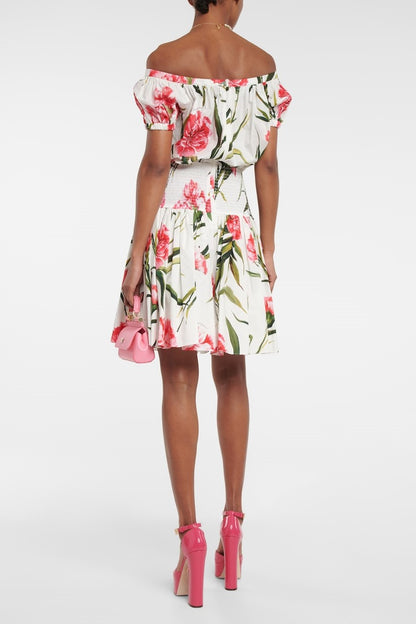 Off-shoulder Smocking Mini Dress