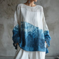 Vintage Marble Texture Collection Bohemia Women Style Gradient Gilded Pattern Linen T-shirt elevenforest