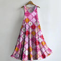 Women's Vintage Bohemian Floral Art Print Crew Neck Sleeveless Cotton
