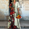 Vintage Floral Art Print Art Pattern Painting V-neck Dress elevenforest