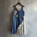 Daisies Textile Denim Lace Patchwork Tank Dress elevenforest