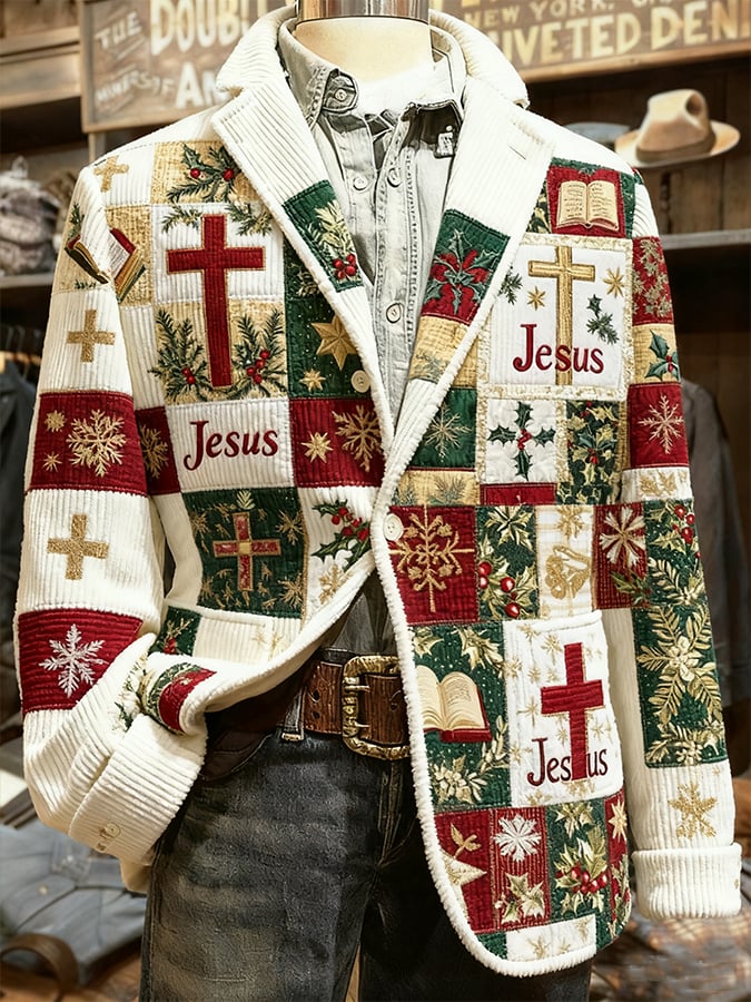Men'S Casual Printed Suit Jacket 