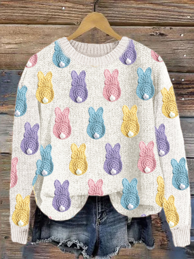 Easter Colorful Bunny Crochet Pattern Cozy Sweater artswardrobe