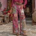Women's Vintage Rose Floral Embroidery Art Wide Legs Jeans elevenforest