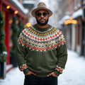 Men's Plus Size Classy Icelandic Knit Jacquard Warmth Felt Art Sweater elevenforest