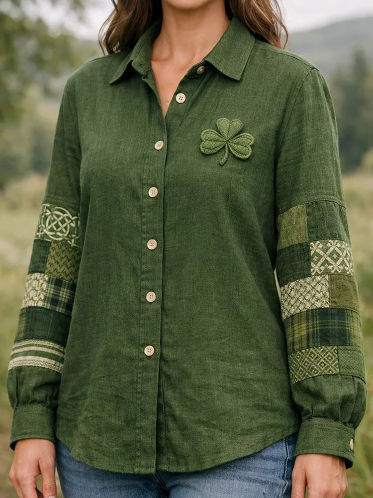Comstylish St. Patrick's Day Shamrock Art Casual Shirt