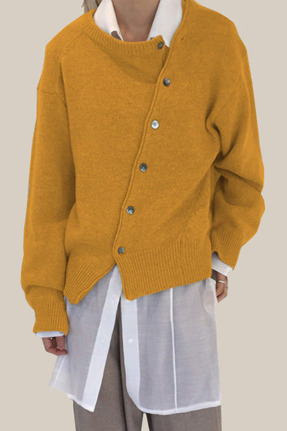 Make Old Buttons O Neck Outerwear(5 Colors)