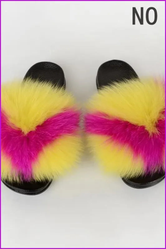 {5-7 Days Wait for Make} New Color Fox Fur Slides F639