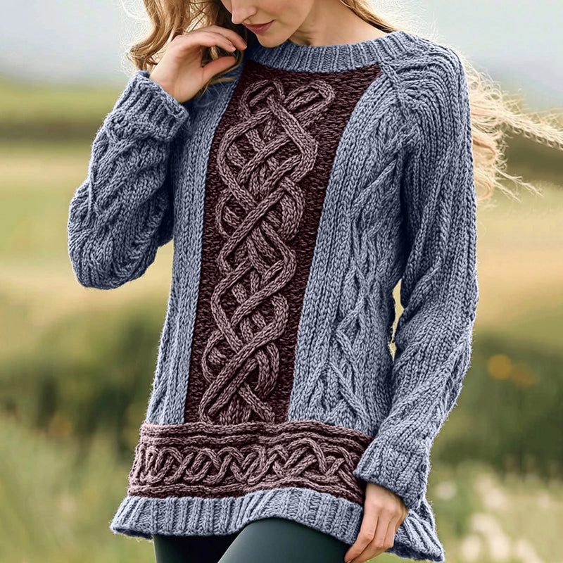 Women's Irish Celtic Knot Jacquard Crew Neck Sweater elevenforest