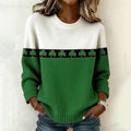 Comstylish Women's St. Patrick's Day Shamrock Color Block Print Sweatshirt