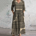 Vintage Stripe Art Pattern Women's Linen Dress elevenforest