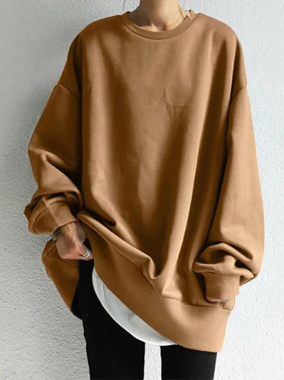 Loose Color Round-neck Sweatshirt Top