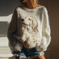 Comstylish Fuzzy Golden Retriever Dog Felt Cozy Knit Sweater
