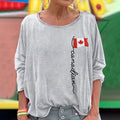 Comstylish Vintage Canadian Maple Leaf Flag Print Casual T-shirt