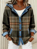 Women'S Casual Contrast Color Plaid Jacket 