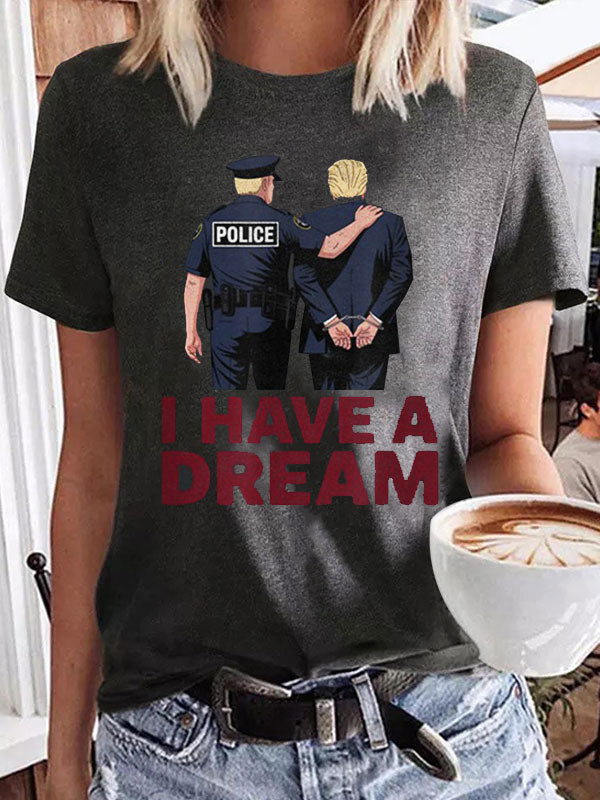 Comstylish Women's I Have A Dream Print Casual Round Neck T-shirt