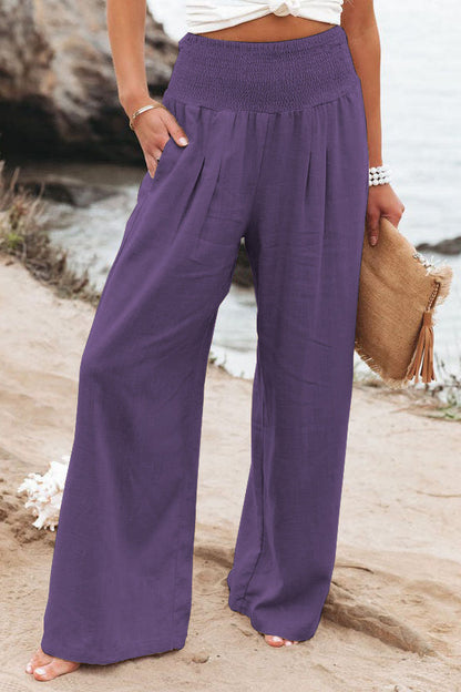 Spring Summer Cotton Linen Wide Leg Pants Trousers