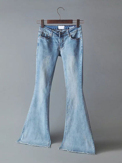 Jeans for Bell Bottoms Zipper Fly Button Fly Blue Denim Pants