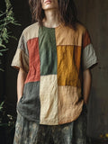 Men's Vintage Contrast Patchwork Cozy T Shirt elevenforest