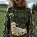 Comstylish Sheep Fleece Floral Vintage Celtic Cozy Knit Sweater