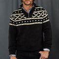 Retro Warm Knitted Contrast Jacquard Iceland Half Zip Collar Sweater elevenforest