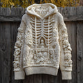 Comstylish Halloween Anatomy Art White Flower Hooded Sweater