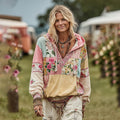 Women's Vintage Rose Floral Patchwork Art Cozy Warm Hoodie elevenforest