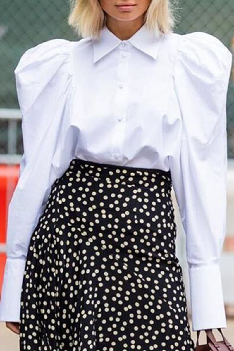 British Style Fold Turndown Collar Tops