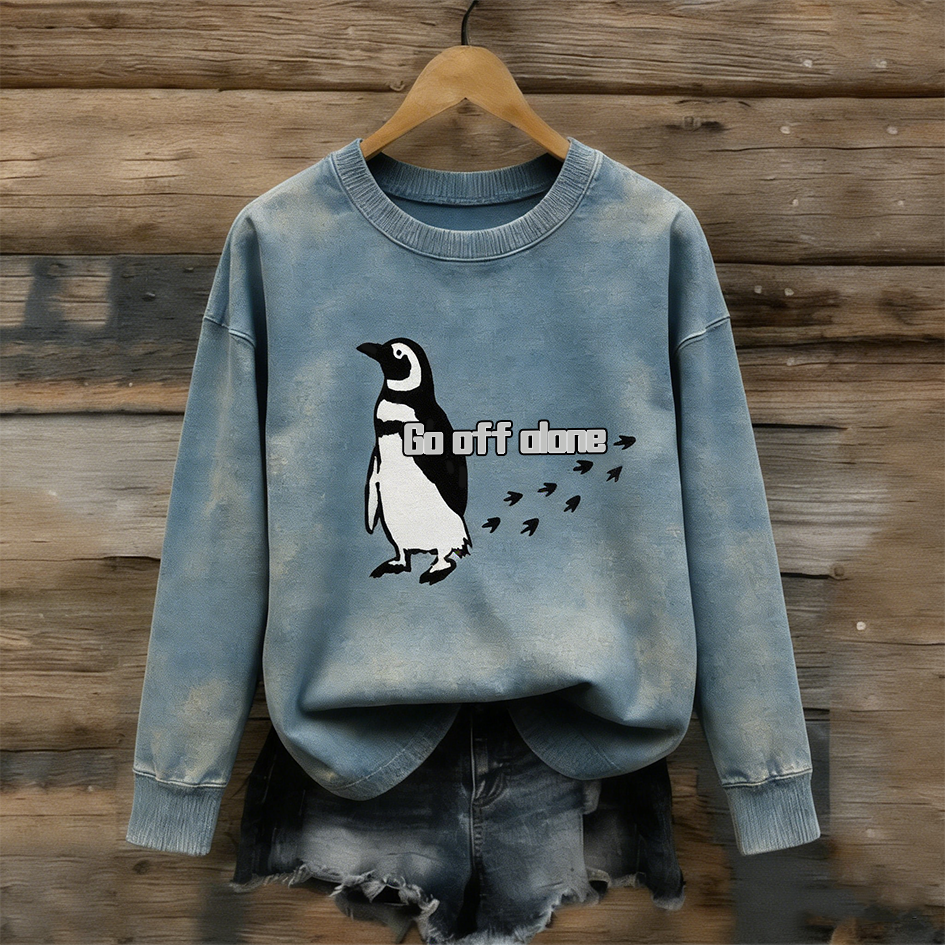 Comstylish Nihilist Penguin Go Off Alone Long-sleeve T-shirt