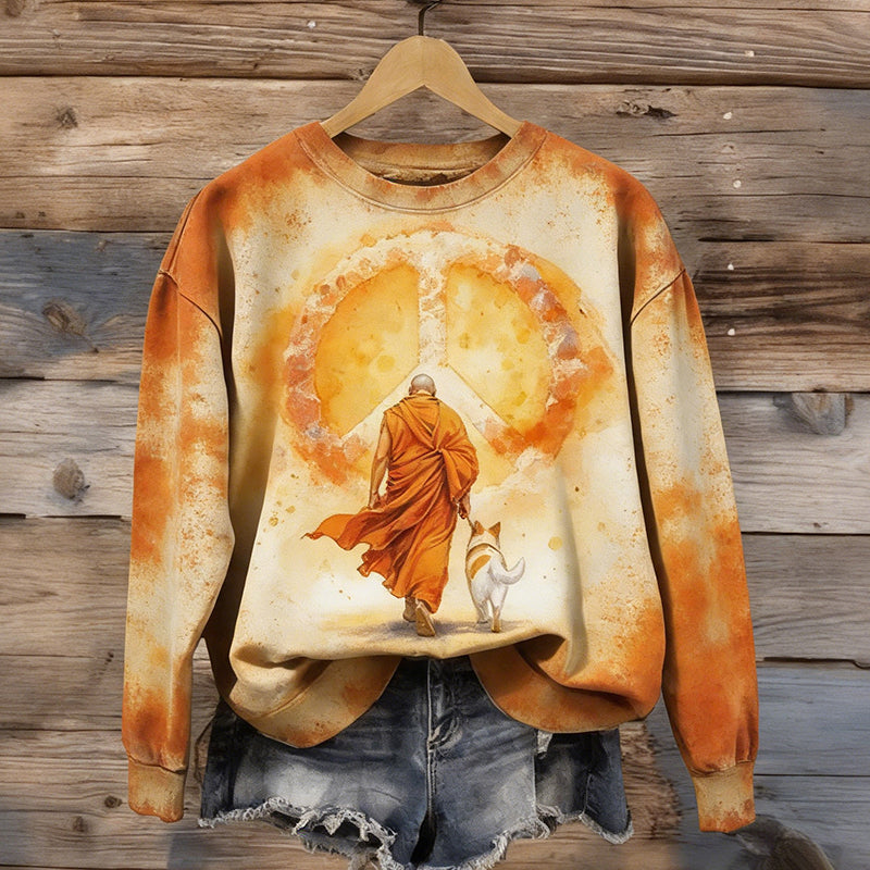 Comstylish Women's Walk For Peace Art Print Crew Neck Sweatshirt