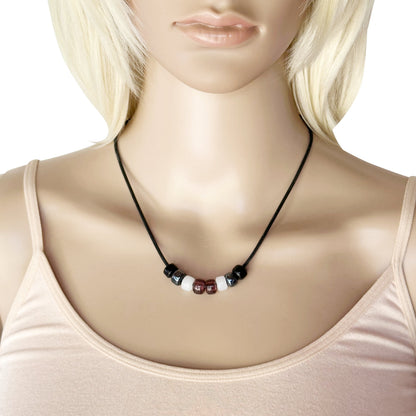 Asexual Pride/ace Ally Necklace With Czech Glass Beads on Black Rubber Cord, 18 Inches