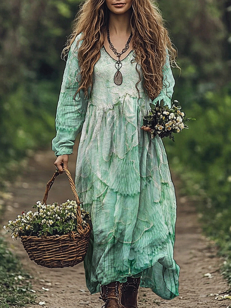 Wave Fish Scale Women's Lace Maxi Dress elevenforest