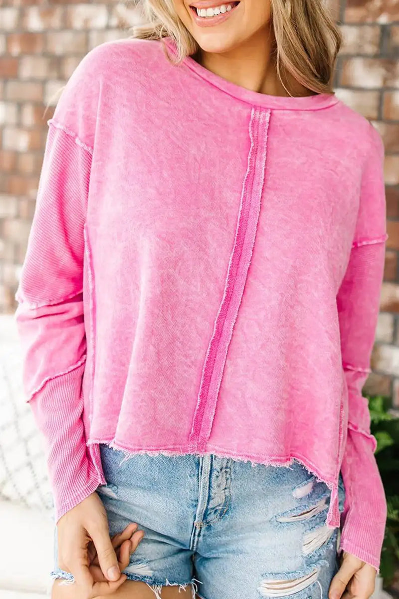 Raw Edge Rose High Low Sweatshirt