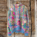 Vintage Floral Print Turtleneck Knitted Cozy Pullover Sweater elevenforest
