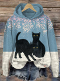 Cat and Cherry Blossoms Japanese Art Painting Print Hoodie elevenforest