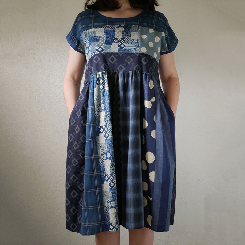 Women’s Vintage Japanese Patchwork Art Midi Dress elevenforest