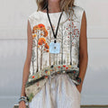 Comstylish Women's Vintage Floral Embroidery Pattern Casual Sleeveless Shirt