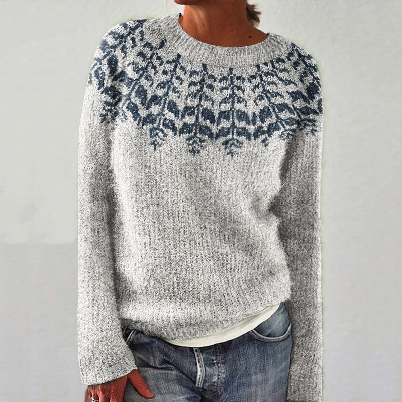 Vintage Floral Printed Icelandic Knit Pullover Sweater elevenforest
