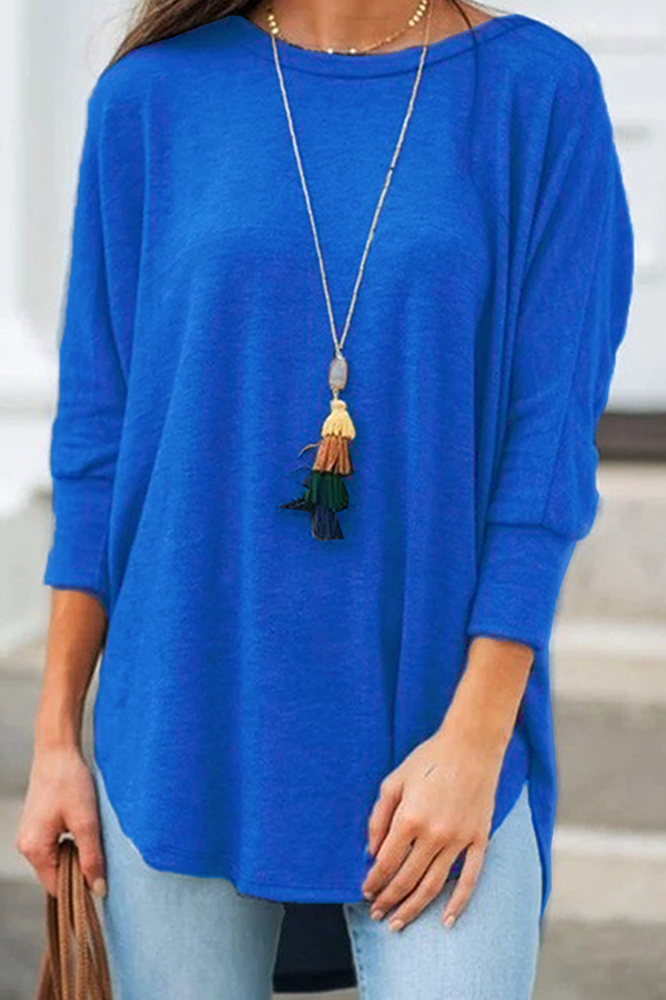 Basic Asymmetrical O Neck T-shirts(7 Colors)