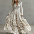 Vintage Boho Floral Art V Neck Maxi Dress elevenforest