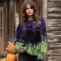 Halloween Black Cat Art Women's Knitted Sweater elevenforest
