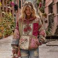 Women's Classic Bohemian Floral And Rose Patchwork Cozy Warm Hoodie elevenforest