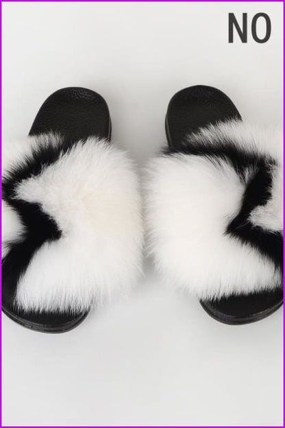 {5-7 Days Wait for Make} New Color Fox Fur Slides F639