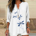 Women's Watercolor Dragonfly Print Casual Shirt elevenforest