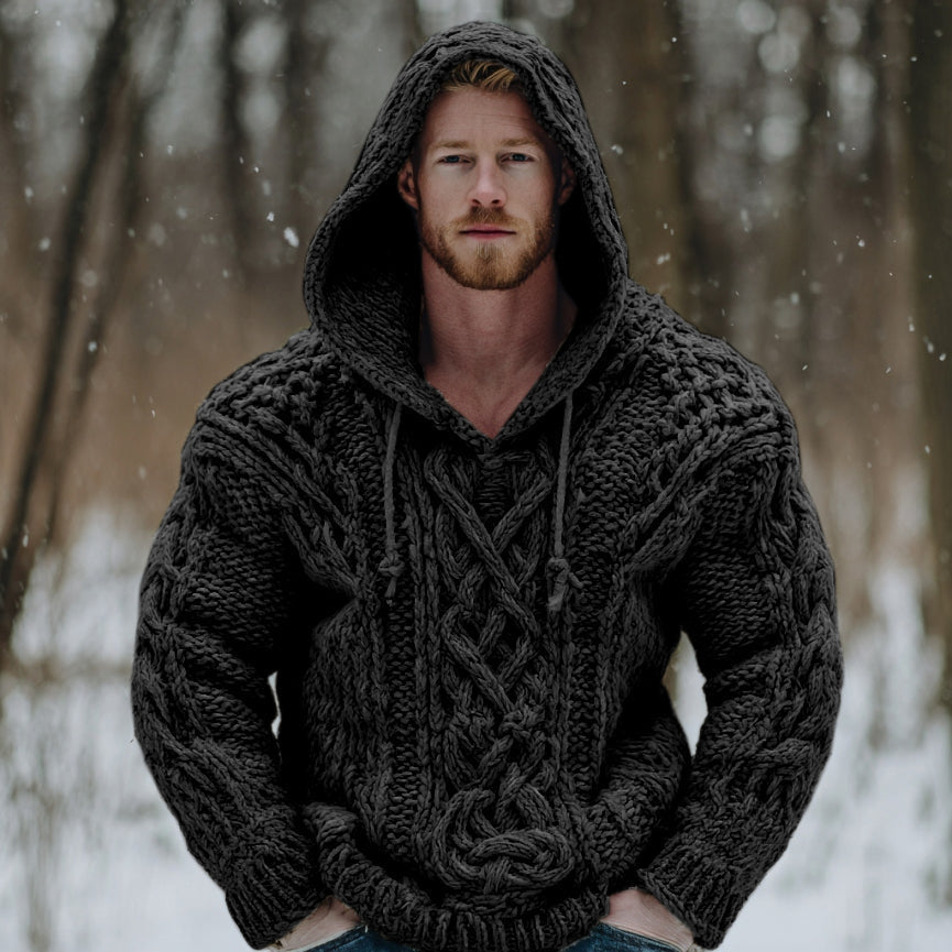 Vintage Fairman Island Jacquard Thick Warm Hooded Sweater elevenforest