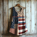 Women's Vintage Independent Day Linen Sleeveless Tank Top elevenforest