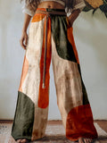 Vintage Abstract Boho Art Linen Blend Casual Pants elevenforest