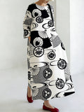 Comstylish Japanese Fan And Totem Print Dress