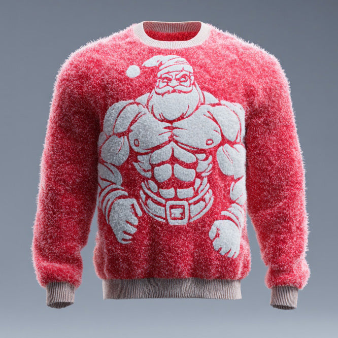 Comstylish Men's Fun Santa Claus Muscle Ugly Sweater